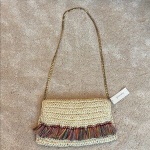 New NWT Francesca's Chasebraid Crossbody Bag Purse with Multicolor Fringe